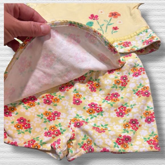 Children’s Place Baby Girl Outfit 3-6M Yellow Turtle Floral Top Skort Y2K Retro - Picture 2 of 5